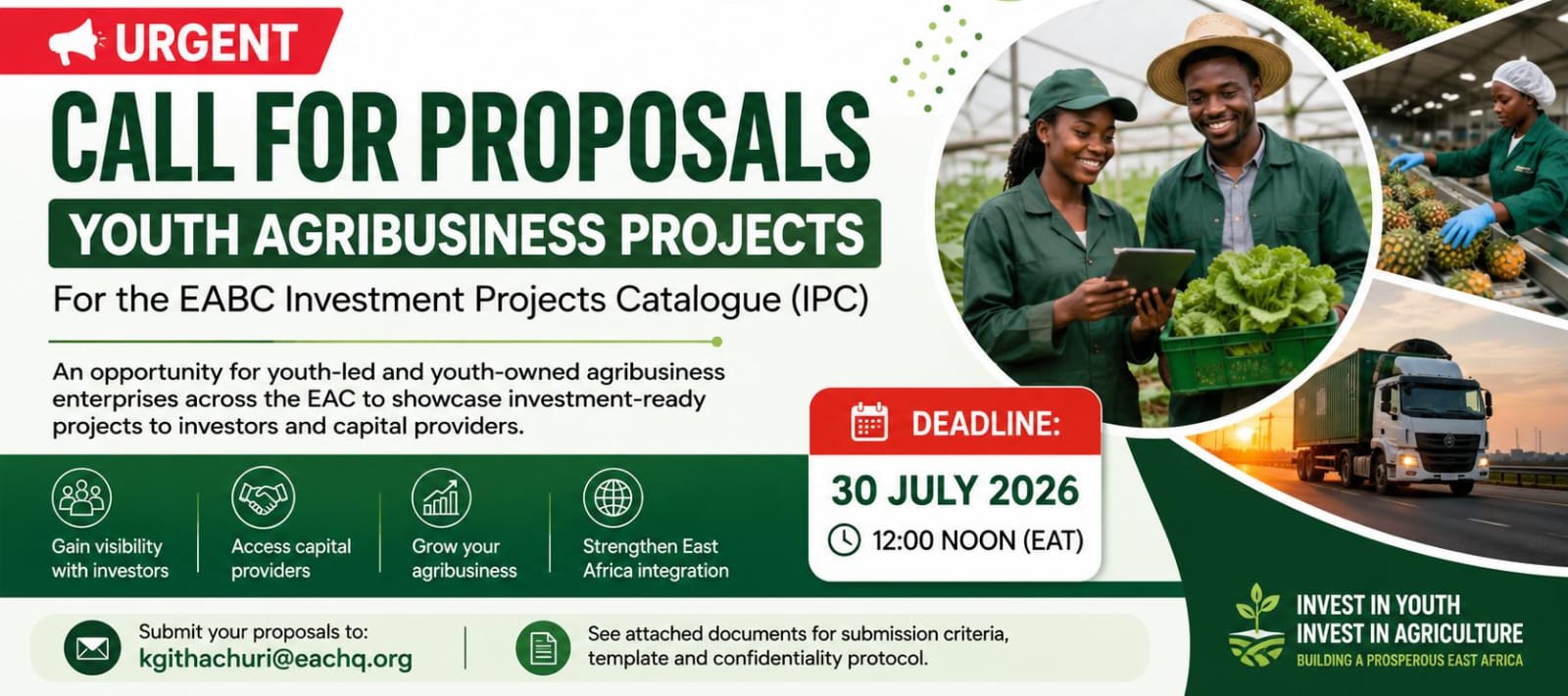 Call for Proposals – Youth Agribusiness Projects for the EABC Investment Projects Catalogue (IPC)
